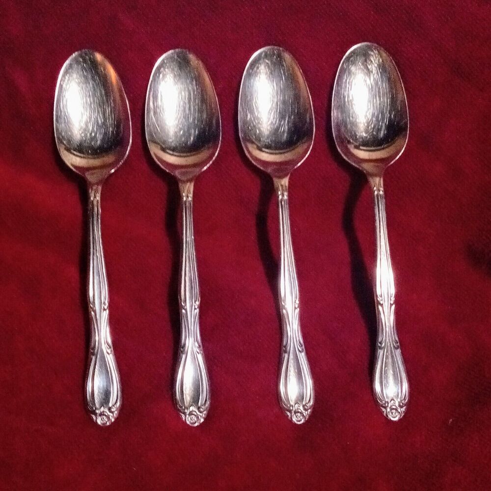 Americana Products AMP2 Stainless Steel Oval Soup Spoon-Set Of 4-Floral-Vintage